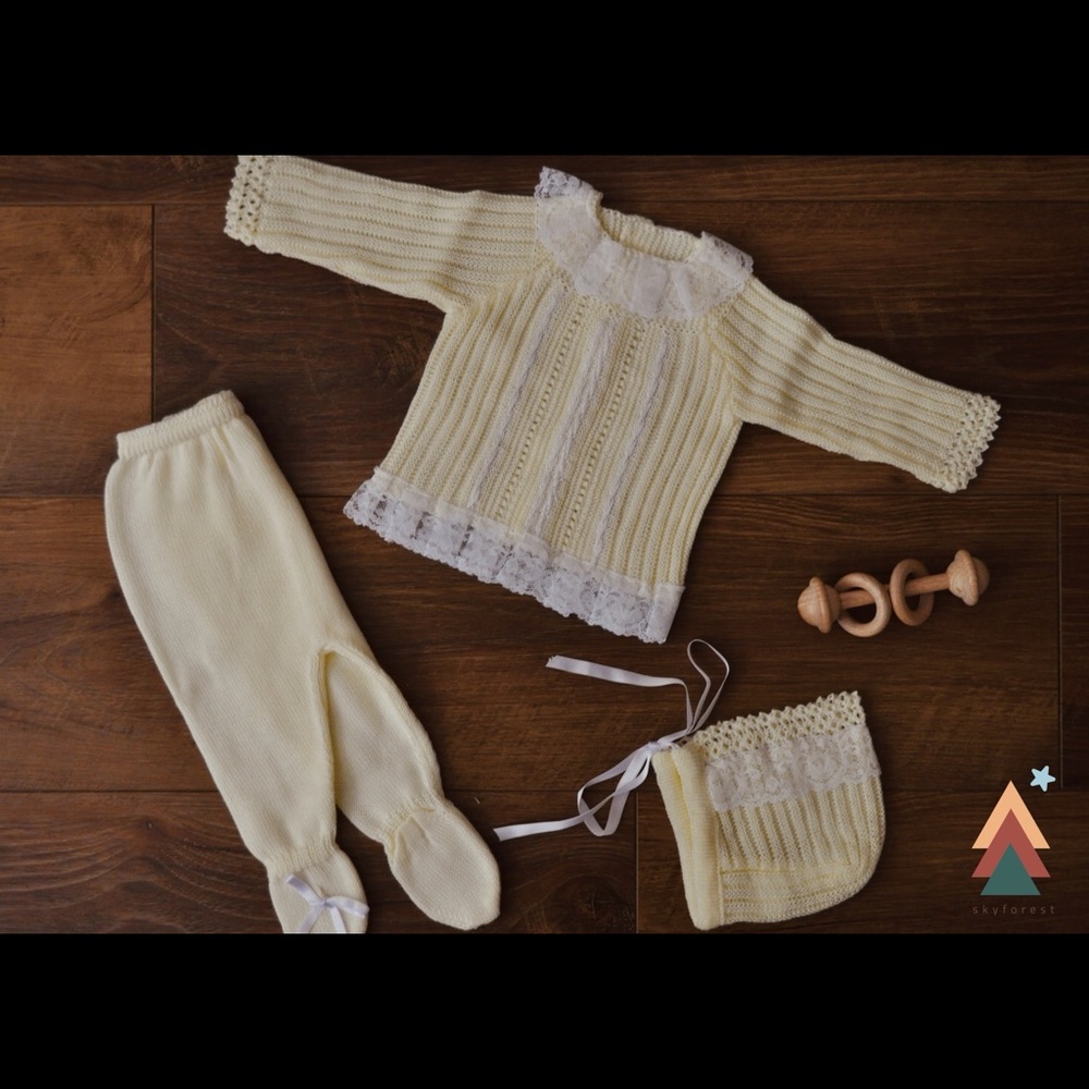 COPY - Newborn baby lace outfit baby layette set homecoming outfit